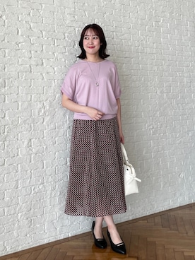 「アイテム（スカート、レッド系）」を使った、yukariさん（レディース・157cm）の夏コーディネート