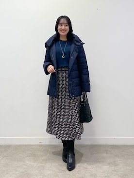 「スカートコーデ」｜「アイテム（ダウンジャケット/コート）」を使った、yukariさん（レディース・157cm）の冬コーディネート