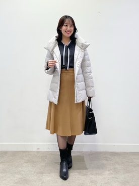 「スカートコーデ」｜「アイテム（ダウンジャケット/コート）」を使った、yukariさん（レディース・157cm）の冬コーディネート
