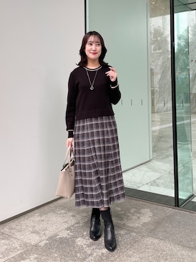 「チェック柄」｜yukariさん（レディース・157cm）の冬コーディネート