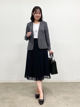 「アイテム（ノーカラージャケット）」を使った、yukariさん（レディース・157cm）の秋コーディネート