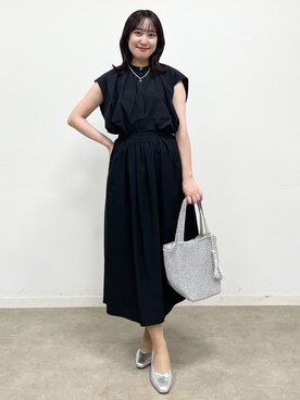 「Reflect（リフレクト）の【UVカット／接触冷感】ラッシュガードブラウス（シャツ/ブラウス、ブラック系）」を使った、yukariさん（レディース・157cm）の春コーディネート