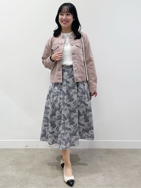 「アイテム（デニムジャケット、ピンク系）」を使った、yukariさん（レディース・157cm）の冬コーディネート