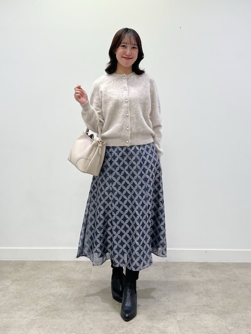 セール】【ウエストリボン付き】フラワー柄シアーフレアスカート