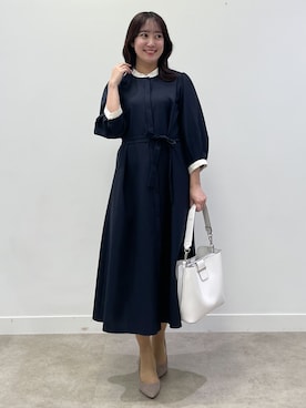 「Reflect（リフレクト）の【たっぷり収納！／通勤におすすめ】’26春夏毎日ミディアムバッグ（トートバッグ、ホワイト系）」を使った、yukariさん（レディース・157cm）の夏コーディネート