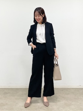 「アイテム（ノーカラージャケット）」を使った、yukariさん（レディース・157cm）の秋コーディネート
