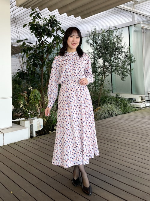 ブラウス シャツ 「夏SALE／マシンウォッシュ可／セットアップ可」パフスリーブプリントブラウス レディース Reflect｜【夏SALE/マシンウォッシュ可/セットアップ可