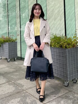 「アイテム（ピーコート）」を使った、yukariさん（レディース・157cm）の春コーディネート