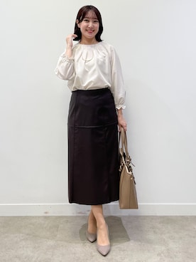 「Reflect（リフレクト）の【通勤◎】’26秋冬毎日バッグ（トートバッグ、ブラウン系）」を使った、yukariさん（レディース・157cm）の夏コーディネート