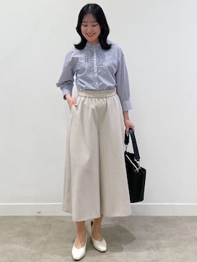 「Reflect（リフレクト）の【至福の履き心地】’26春夏やみつきパンプス（パンプス、ホワイト系）」を使った、yukariさん（レディース・157cm）の春コーディネート