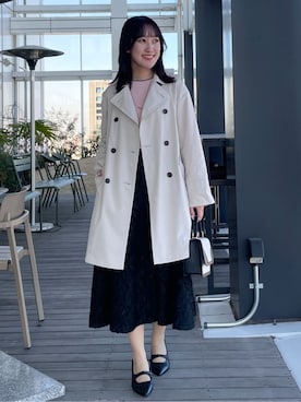 「アイテム（ピーコート）」を使った、yukariさん（レディース・157cm）の冬コーディネート