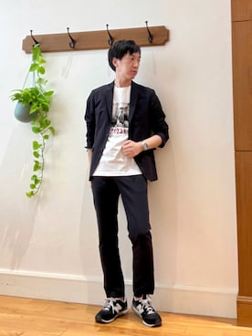 「ロックT」｜「アイテム（ジャケット/アウター）」を使った、Tatsuo.YMさん（メンズ・182cm）の春コーディネート