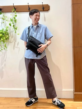 「アイテム（メッセンジャーバッグ）」を使った、Tatsuo.YMさん（メンズ・182cm）の夏コーディネート