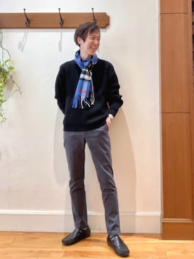 「アイテム（マフラー）」を使った、Tatsuo.YMさん（メンズ・182cm）の冬コーディネート