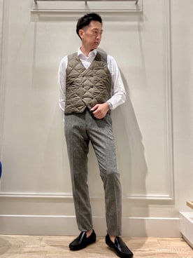 「NOLLEY'S goodman（ノーリーズグッドマン）のアイテム（スラックス）」を使った、Tatsuo.YMさん（メンズ・182cm）の秋コーディネート