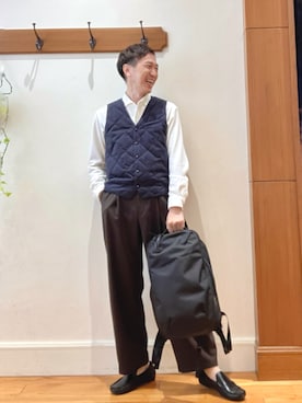 「アイテム（ダウンベスト）」を使った、Tatsuo.YMさん（メンズ・182cm）の秋コーディネート