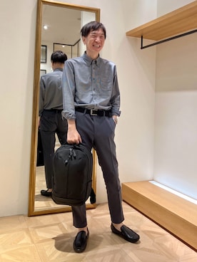 「アイテム（バックパック/リュック）」を使った、Tatsuo.YMさん（メンズ・182cm）の夏コーディネート