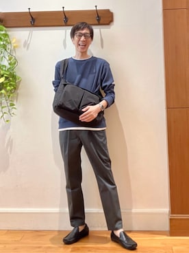 「ワッフル」｜「アイテム（チノパンツ）」を使った、Tatsuo.YMさん（メンズ・182cm）の秋コーディネート