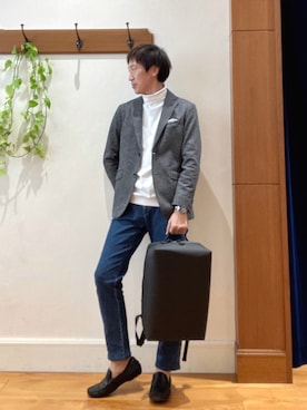 「NOLLEY'S goodman（ノーリーズグッドマン）のアイテム（パンツ）」を使った、Tatsuo.YMさん（メンズ・182cm）の秋コーディネート