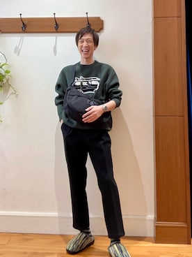 「アイテム（サンダル）」を使った、Tatsuo.YMさん（メンズ・182cm）の冬コーディネート