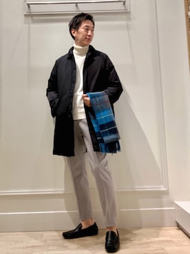 「NOLLEY'S goodman（ノーリーズグッドマン）のアイテム（ニット/セーター）」を使った、Tatsuo.YMさん（メンズ・182cm）の冬コーディネート