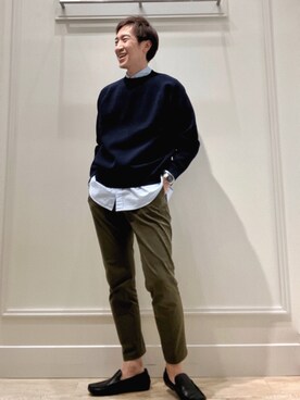 「NOLLEY'S goodman（ノーリーズグッドマン）のアイテム（ニット/セーター）」を使った、Tatsuo.YMさん（メンズ・182cm）の冬コーディネート