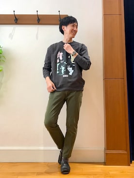 「NOLLEY'S goodman（ノーリーズグッドマン）のアイテム（チノパンツ）」を使った、Tatsuo.YMさん（メンズ・182cm）の冬コーディネート