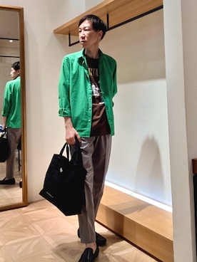 「NOLLEY’S（ノーリーズ）のアイテム（バッグ）」を使った、Tatsuo.YMさん（メンズ・182cm）の夏コーディネート