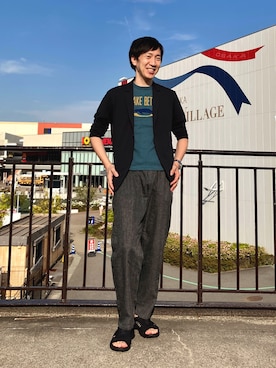 「Stutostein Nolley's（シュテットシュタインノーリーズ）のアイテム（トップス）」を使った、Tatsuo.YMさん（メンズ・182cm）の春コーディネート