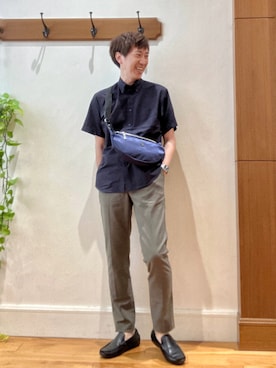 「NOLLEY'S goodman（ノーリーズグッドマン）のアイテム（チノパンツ）」を使った、Tatsuo.YMさん（メンズ・182cm）の夏コーディネート