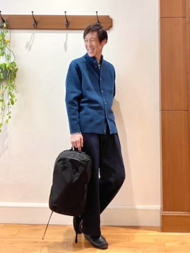 「NOLLEY’S（ノーリーズ）のダブルワッシャー タイプライター レギュラーカラーシャツ 25AW（シャツ/ブラウス）」を使った、Tatsuo.YMさん（メンズ・182cm）の秋コーディネート