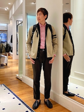 「NOLLEY'S goodman（ノーリーズグッドマン）のアイテム（スラックス）」を使った、Tatsuo.YMさん（メンズ・182cm）の秋コーディネート