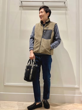 「リバーシブル」｜「アイテム（ダウンベスト）」を使った、Tatsuo.YMさん（メンズ・182cm）の秋コーディネート