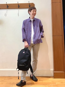 「DANTON（ダントン）のアイテム（バッグ）」を使った、Tatsuo.YMさん（メンズ・182cm）の夏コーディネート