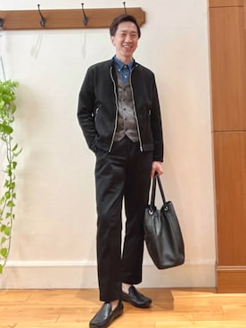 「NOLLEY'S goodman（ノーリーズグッドマン）のアイテム（ブルゾン）」を使った、Tatsuo.YMさん（メンズ・182cm）の春コーディネート