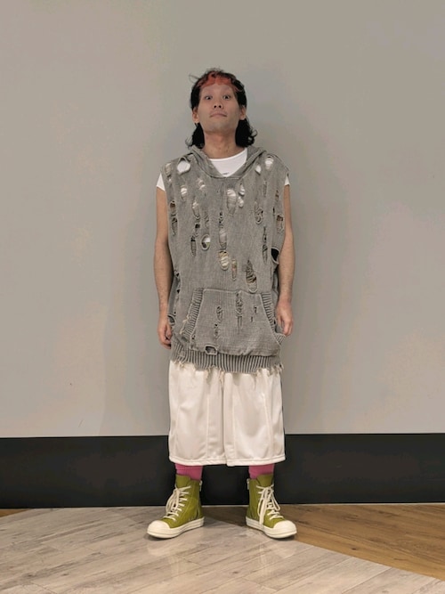 セール】DankeSchon/ダンケシェーン/PIGMENT DAMAGE KNIT NOSLEEVE