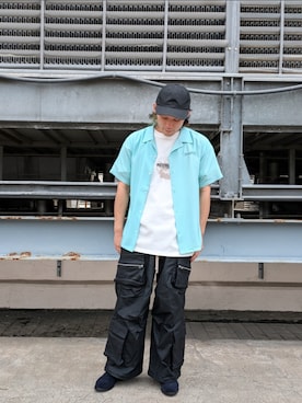 「DANKE SCHON（ダンケシェーン）のアイテム（帽子）」を使った、ミヤザキさん（メンズ・169cm）の夏コーディネート