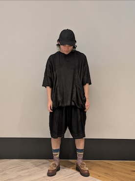 「DANKE SCHON（ダンケシェーン）のアイテム（帽子）」を使った、ミヤザキさん（メンズ・169cm）の夏コーディネート