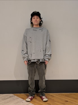 「DANKE SCHON（ダンケシェーン）のアイテム（スウェット）」を使った、ミヤザキさん（メンズ・169cm）の秋コーディネート