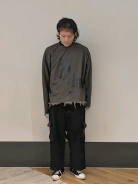 「DANKE SCHON（ダンケシェーン）のアイテム（スウェット）」を使った、ミヤザキさん（メンズ・169cm）の春コーディネート