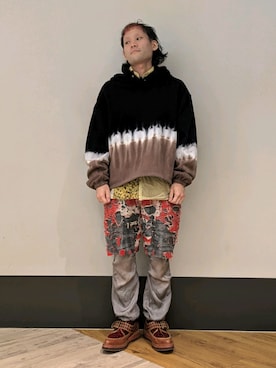「DANKE SCHON（ダンケシェーン）のアイテム（パーカー）」を使った、ミヤザキさん（メンズ・169cm）の冬コーディネート