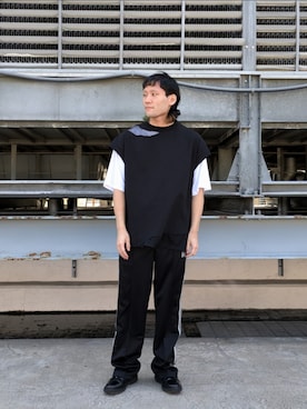 「WHITELAND（ホワイトランド）のアイテム（Tシャツ/カットソー）」を使った、ミヤザキさん（メンズ・169cm）の夏コーディネート