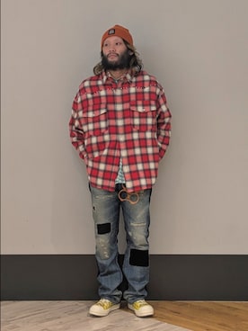 「WHITELAND（ホワイトランド）のアイテム（シャツ/ブラウス）」を使った、ミヤザキさん（メンズ・169cm）の秋コーディネート