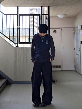 「Lee fi Ne（リファイン）の【Lee fi Ne】Phantom Dual Layer Jeans / 【リファイン】ファントムダブルレイヤードデニムパンツ＜着用動画あり＞（デニムパンツ、ブラック系）」を使った、mriveさん（メンズ・176cm）の秋コーディネート