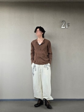 「alfredoBANNISTER（アルフレッドバニスター）のアイテム（Boots、ブラック系）」を使った、mriveさん（メンズ・175cm）の春コーディネート