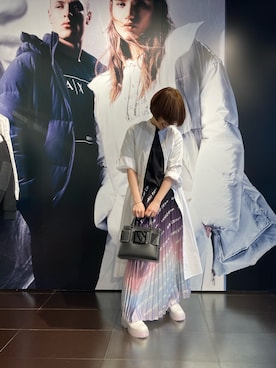 「armaniexchange」｜「アイテム（シャツワンピース）」を使った、K.MOEさん（レディース・155cm）の冬コーディネート