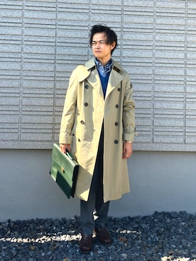 「アイテム（トレンチコート）」を使った、K@相互フォローさん（メンズ・166cm）の秋コーディネート
