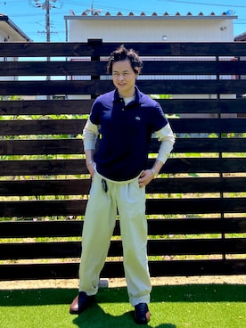「LACOSTE（ラコステ）のアイテム」を使った、𝕋𝕂さん（メンズ・166cm）の夏コーディネート