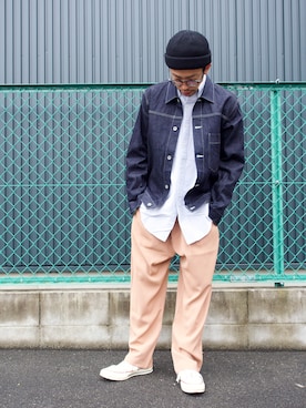 「MR.OLIVE（ミスターオリーブ）のアイテム（ジャケット/アウター）」を使った、korcstoreさん（メンズ・171cm）の春コーディネート