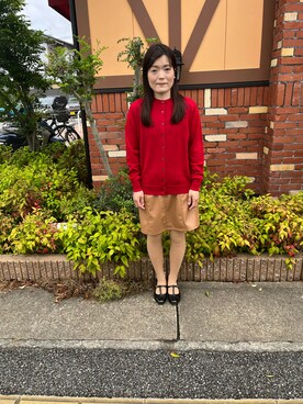 「UNIQLO（ユニクロ）のアイテム（その他アウター、レッド系）」を使った、asuka☺︎さん（レディース・155cm）の春コーディネート